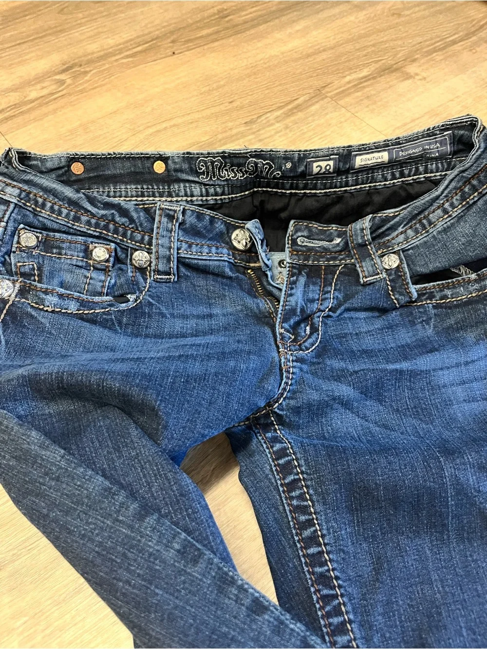 Miss Me Blue Embroidered & Studded Skinny Jeans
